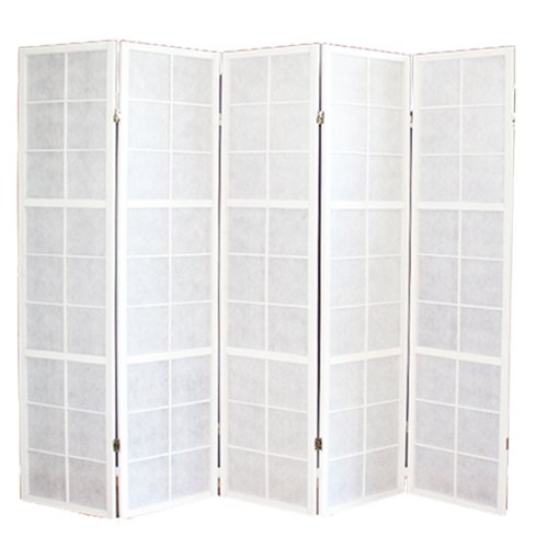 PEGANE Biombo japonés Shoji de Madera Blanco de 5 Paneles