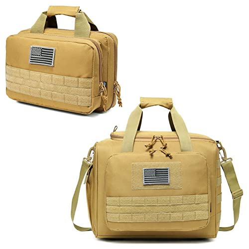 Dbtac Range Bag Large For 4+ Pistol (Tan) + Soft Handgun Case Xs For 1~2 Pistol (Tan), Lockable Zipper, Durable Material, Compact Design #TOP30