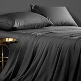 LIANLAM Queen Bed Sheets Set - Super Soft Brushed Microfiber 1800 Thread Count - Breathable Luxury Egyptian Sheets 16-Inch Deep Pocket - Wrinkle and Hypoallergenic-4 Piece(Queen, Dark Grey)