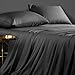 LIANLAM Queen Bed Sheets Set - Super Soft Brushed Microfiber 1800 Thread Count - Breathable Luxury Egyptian Sheets 16-Inch Deep Pocket - Wrinkle and Hypoallergenic-4 Piece(Queen, Dark Grey)