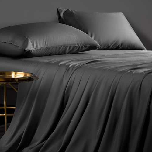 Image of LIANLAM Luxury 100% Organic Tencel Cooling Sheets Queen Size-9（King, Dark Gray