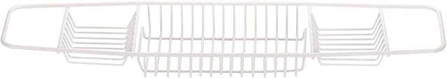 3 Compartment Rust Free Over Bath Tub Rack Shower Caddy BathTub Organiser Tray Bath Caddy Bridge (White Coated)