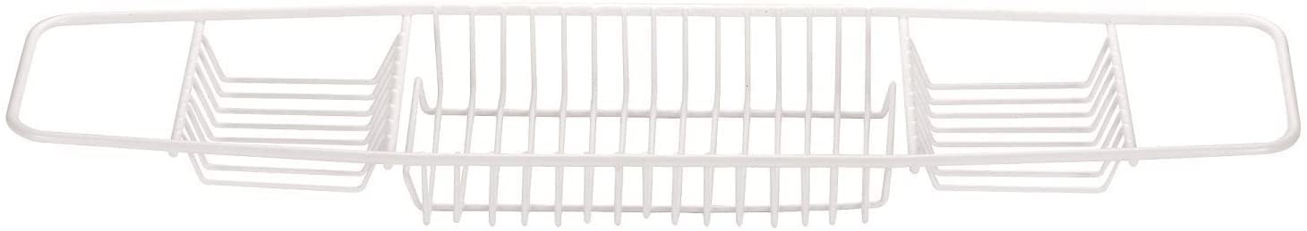 Homion White Coated 3 Compartment Rust Free Over Bath Tub Rack Shower Caddy Bathtub Organiser Tray Bath Caddy Bridge (White Coated)