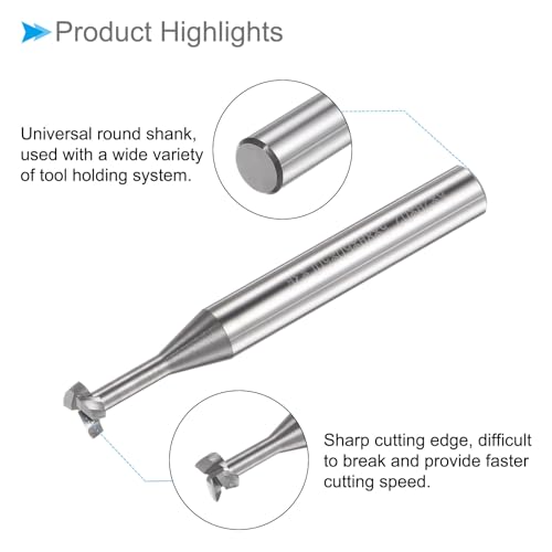 Image of T Slot End Mill, 3 Flutes 0.24 inch Dia 0.08 inch Cutting Depth, Solid Carbide CNC Straight Milling Cutter - (Applications: for Steel and Copper Milling)