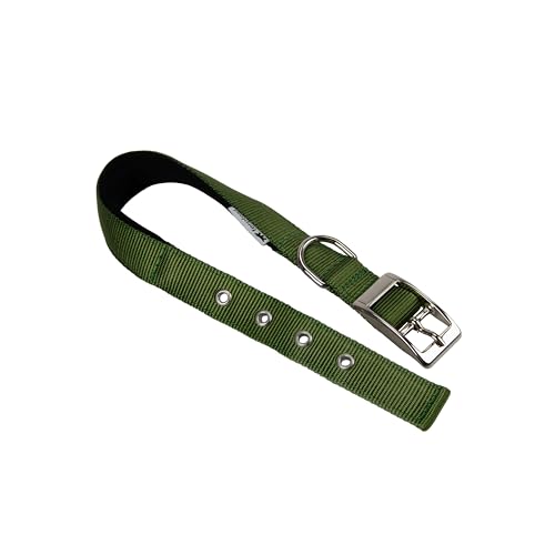 Ferplast Collare Cane Taglia Medio Grande Collare per Cani in Nylon Imbottito Regolabile Fibbia Metallica, Misura Collo 34-42 cm,Verde scuro
