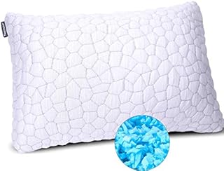 Qutool Bed Pillows for Sleeping Adjustable Gel Shredded Memory Foam Pillow Cool Bed Pillow Adjustable Loft Queen Sleeping Pillow (1-Pack)