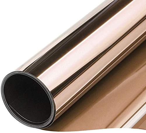 DUTISON Film Miroir Fenetre Adhesif Effet Miroir Anti Regard sans Tain pour Vitre Papier Miroir Anti Chaleur 99% Anti UV (Golden, 60 * 400) Cover