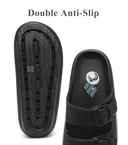 Image of Haifago Cloud Slide Sandals for Women Comfort Recovery Pillow Sandal, Lightweight House Bathroom Shower Slippers Adjustable Double Buckle Platform Slide