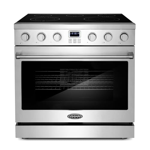 36 in. Haven Collection 6.0 cu. ft. Electric Ceramic Glass Range, 5 Burner Elements, Convection Oven, Stainless Steel