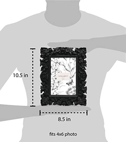 Laura-Ashley-4×6-Black-Floral-Textured-Hand-Crafted-Resin-Picture-Frame-with-Easel-for-Tabletop-Wall-Display-Decorative-Floral-Design-Home-Decor-Photo-Gallery-Art-More-4×6-Black Laura Ashley 4×6 Black Floral Textured Hand Crafted Resin Picture Frame with Easel for Tabletop Wall Display Decorative Floral Design Home Decor Photo Gallery Art More 4×6 Black