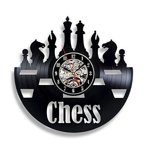 Handmade Solutions Chess Vinyl Record Wall Clock - Chess Set Board Game Clock Tournament Kids Gifts Decor Adults Boys #TOP9