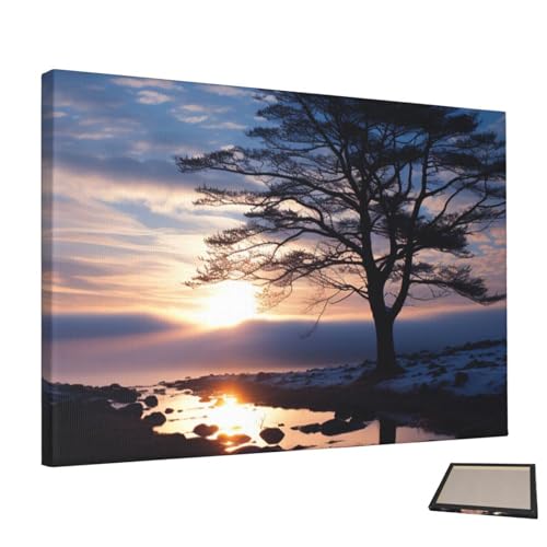 Silhouette de branche d'arbre sur toile peinture murale artistique et minimaliste noire