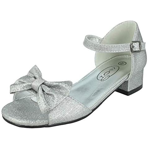 Spot On Girls Silver Glitter Sandals Cover