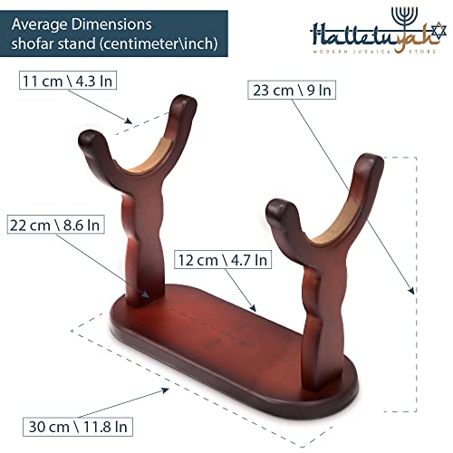 HalleluYAH Set of Shofar Stand, Shofar Cleaning Brush, Shofar from Israel Blowing Guide Fits All Horn Kosher Yemenite Shofars- Kudu, Oryx, Eland Full-Polished, Half-Polished- Made in Israel