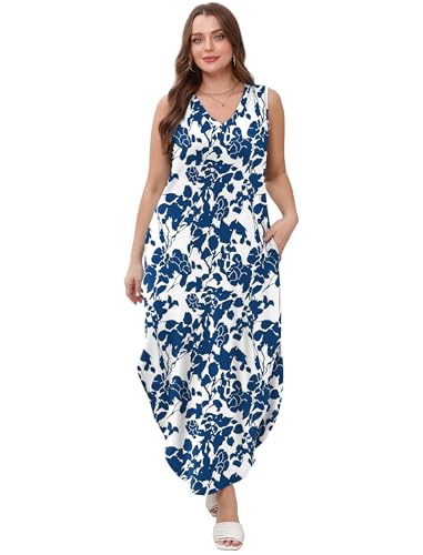 Image of Sampeel Summer Dresses Maxi Dress Vacation Beach Sundresses 2025 with Pockets