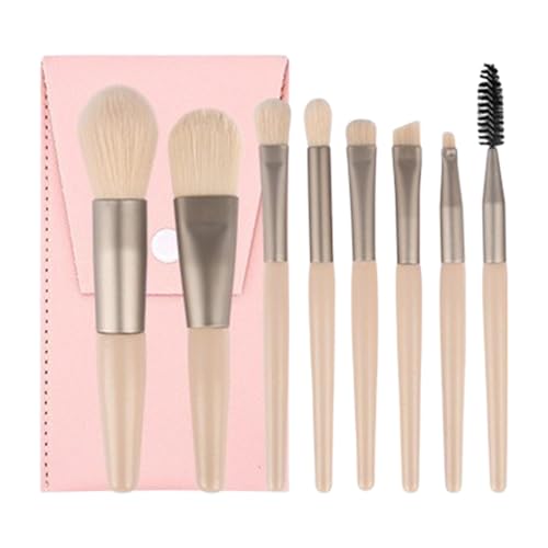 Kit de brochas de maquillaje portátil de 8 piezas con cerdas sintéticas, sombra de ojos para cerveza, acción mixta, funda protectora de almacenamiento, uso de contorno de base de maquillaje