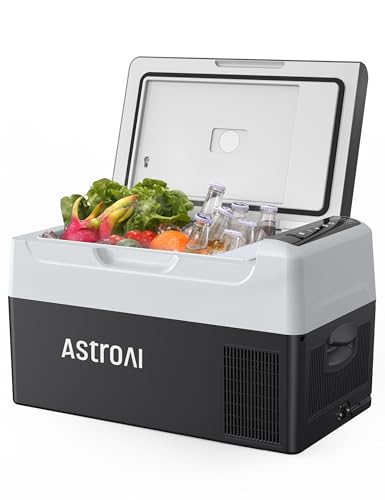 AstroAI 12 Volt Car Refrigerator, 12V Portable Freezer 23 Quart Camping Fridge Cooler 22L (-4℉~68℉) with 12/24V DC & 110V AC for Car, RV, Truck, Van, Boat for Camping, Travel, Fishing Outdoor