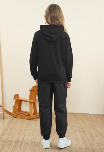 Image of Betusline Cute Outfits for Girls, Hooded Crop Top + Jogger Sweatsuits Sets, 4-14 Years