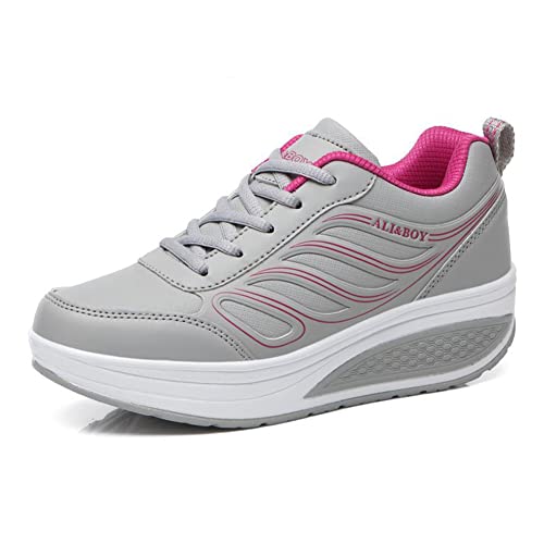 Adelgazar Zapatos Mujer Zapatillas para Caminar Cuña Plataforma Zapatos Mujer 40 EU,Gris Cover