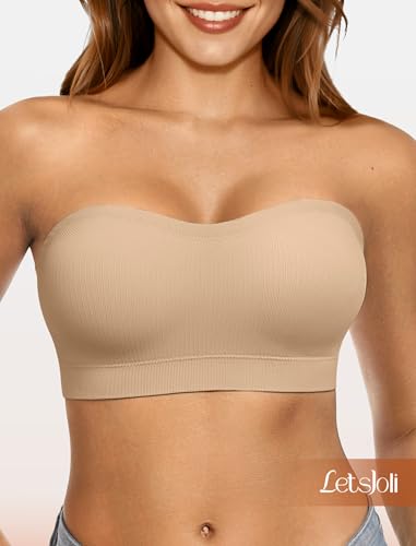 Push Up Strapless Bras for Women Supportive Bandeau Bra Non Slip Wireless No Underwire Padded Tube Bra3