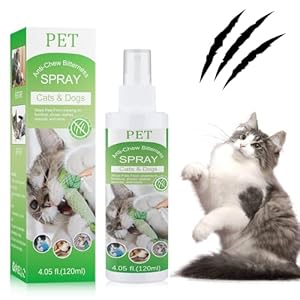 Cat Deterrent Spray. Cat Repellent Indoor for Cat and Kitten. No Scratch Spray for Cats. Effective Cat Scratch Deterrent Training Aid for Furniture, Curtains, Sofas, Plants, Indoor & Outdoor. 120ML