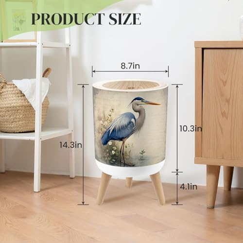 Papelera pequeña redonda con tapa y patas 7L miniatura 3
