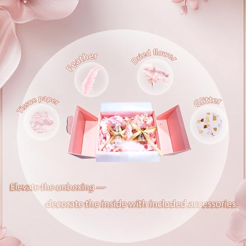 Elegant Small Pink Gift Box for Women with Lid & Accessories - Reusable Magnetic Closure Gift Box for Birthday,Wedding & Bridesmaid Proposal-Romantic Gift Presentation Set for Mother's Day & Valentine's Day - Image 5