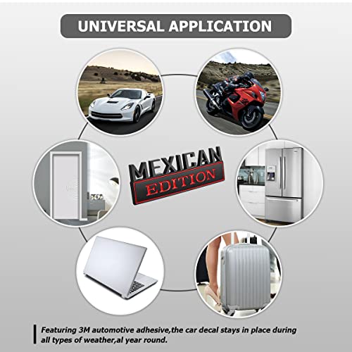 Zipelo Mexican Edition Emblem For Car, 3D Car Letters Metal Material Sticker, Auto Side Fender Rear Bumper Badge Decoration Decals, Vehicle Exterior Accessories For Suv Truck (Black/Red) #TOP4