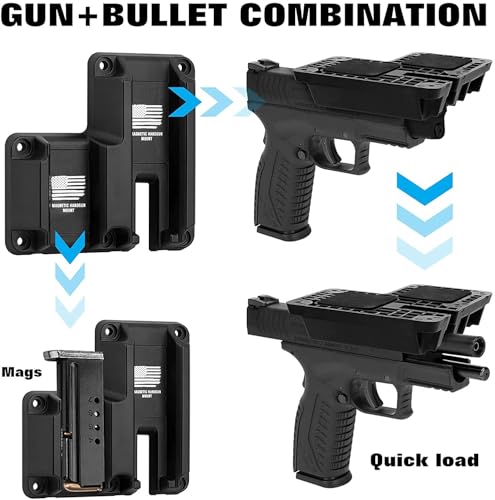 Trigzone Magnetic Gun Mount & Magazine Holder – Indoor/Vehicle Gun Rack, 15 lb Capacity, Quick-Access Pistol Storage for Bedside, Desk, Safe, Truck, and Home - Thumbnail 2