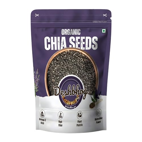 Image of Deshbhog Organic Chia Seed for Eating (Pack of 1, 500 gram) | Chia Seeds Organic Healthy Raw Seed Calcium and Protein Rich Seeds Healthy Snacks