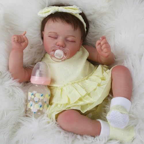 Realistische Reborn-Babypuppen – 50,8 cm schlafendes Baby, weich, gewichtet, lebensechte Babypuppe, Mädchen, Stoffkörper, beweglich, echtes Leben, Baby-Puppen, Geburtstagsgeschenk für Kinder ab 3 – Bild 4
