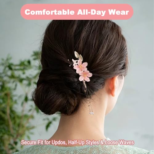 NIIIYTYB 2 piezas clips de cabello flor de loto rosa miniatura 4