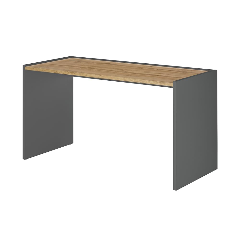 Büromöbel Set anthrazit mit Eiche 2-teilig modern, 1 Schreibtisch, 1 Regal
