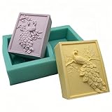 Two Cavities Peacock Silicone Soap Mold Wax Melt Mould Silicone Molds for Decorated Resin Gypsum Crafts,DIY Chocolate Cake Jelly Mould