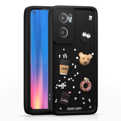 Image of Bintage Cute Fun Taddy Cartoon 3D Ball Bear Milk Donut Coffee Cup Silicon Case Full Body & Camera Protection Back Cover Compatible for OnePlus Nord CE 2 5G - Black