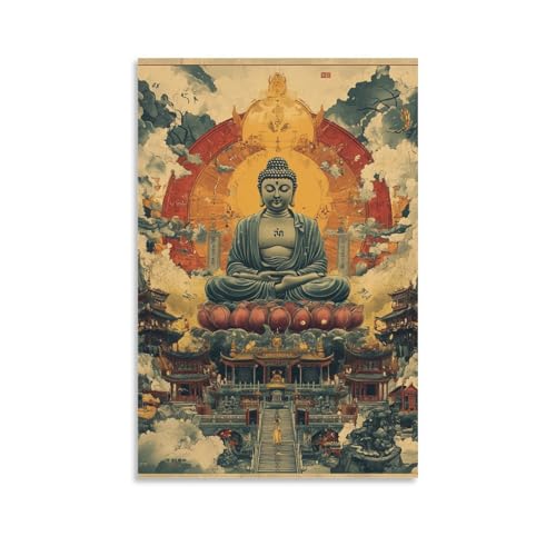 Peinture sur toile Bouddha 50x75cm prestige pour mur élégant