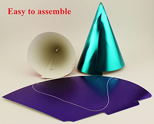 Tytroy 12 Assorted Solid Color Prints Metallic Cone Birthday Party Hats #TOP2