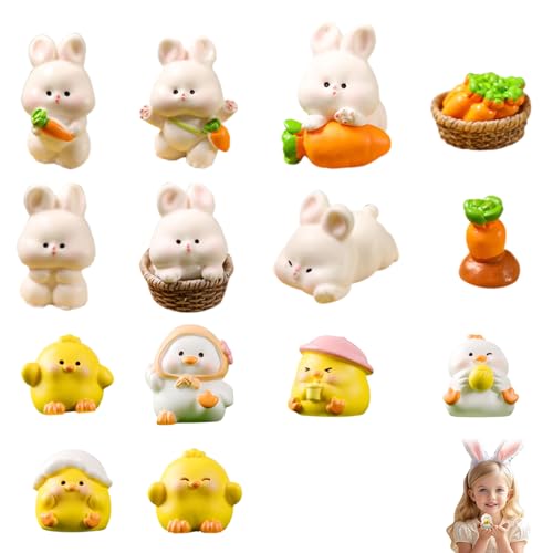 IBMLOMM Mini Figurine de Lapin de Pâques, Décorations Miniatures - Décorations De Gâteaux De Haute Qualité pour Pâques avec des Lapins De Pâques, des...