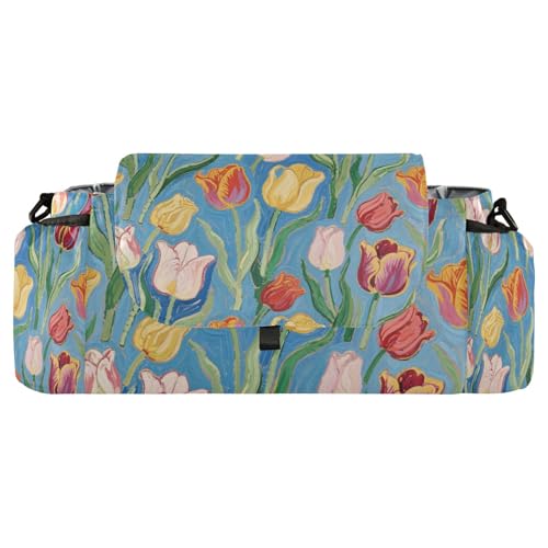 miaozhen Art Oil Painting Blue flower Flower stroller storage organizer stroller diaper caddy baby bottle holder accesorios para carros de accesorios para bebes