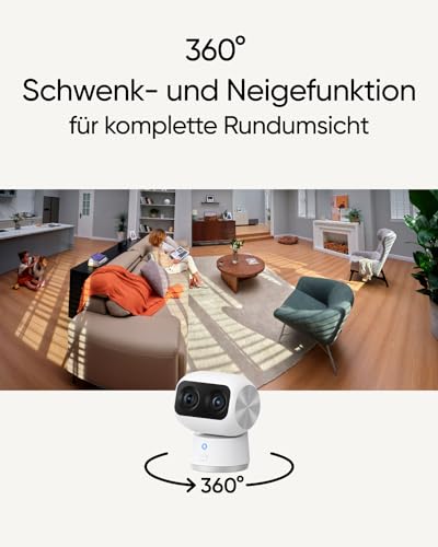 eufy Security Indoor Cam S350, Dual Kameras, 4K UHD Auflösung, Überwachungskamera mit 8× Zoom und 360° PTZ, Mensch/Tier KI, Ideal für Babyphone/Haustierkamera/Hausüberwachung, Dual-Band Wi-Fi 6 – Bild 6