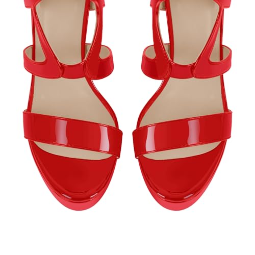 Image of richealnini Women's Crisscross Platform Stiletto High Heels Strappy Sandals with Zipper