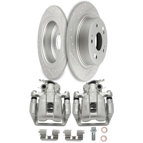 Image of SCITOO Rear Brake Kit [2] Brake Rotors [2] Brake Disc Calipers w /Bracket Compatible With 2009-2014 for Acura for TSX,2008-2012 for Honda for Accord