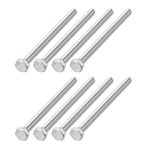 Image of METALLIXITY Hex Head Bolts (5 /16-18 x 5 inch) 8Pcs, 304 Stainless Steel 18-8, Fully Threaded, External Hex Drive, Plain Finish, Hex Head Screw Bolt, Silver