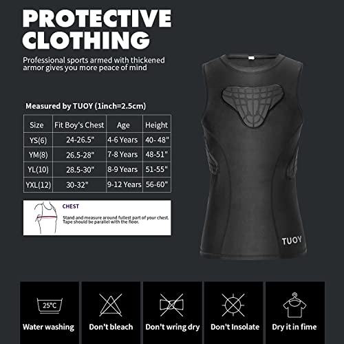 Dgxinjun Youth Kids Padded Compression Shirt & Short Chest Rib Hip Protector For Football Baseball (Sleeveless Shirt, Ym) #TOP3