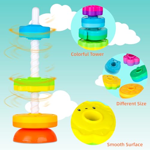 LBAIBB Spin Stack Toys,Baby Spinning Toy ABS Plastic and Color Rainbow Design,Focus on Children Educational and Interactive Learning's Stack Toys, Suitable for Gifts for Boys and Girls… - Image 4