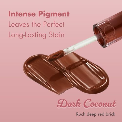 Image of rom&nd Juicy Lasting Tint #17 Dark Coconut - K-Beauty Deep Red Brick Lip Gloss for Plump, Hydrated, Long-Lasting Shine & Smooth Lips