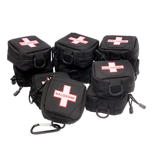 Image of 10 Pack Naloxone Belt Pouch for Overdose Kits with MOLLE Straps | Attaches to Duty Vests, Backpacks & Belts | Compact Design Holds Two Naloxone Nasal Spray Doses & Accessories | Naloxone Not Included