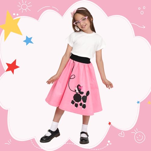 Faybox Poodle Skirt 50S Costume For Girls,100 Days Of School Costume For Kids Pink thumb #4