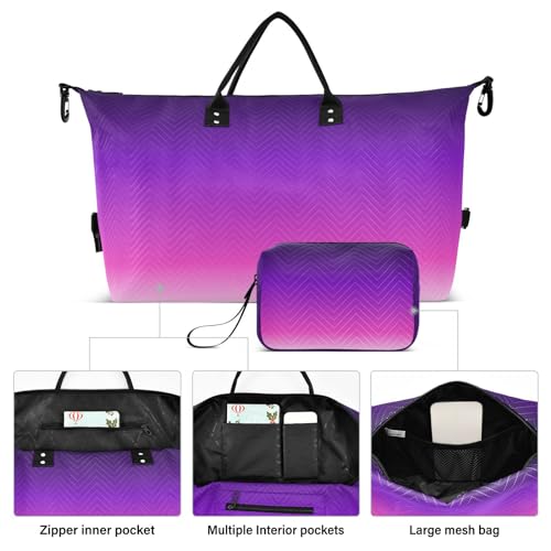 Generic Purple Gradient Travel Duffle Bag Duffel Bags Tote Gym Bag Weekender Bag Carry On Duffel Bags with Toiletry Bag Overnight Luggage Bag for Women Men Adults Airplanes Trip Yoga Sports2