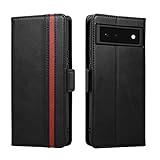 Rssviss Coque pour Google Pixel 6, Housse Google Pixel 6 en Cuir PU, 4 Emplacements Cartes et Monnaie avec Fermeture Magnétique Protection Google Pixel 6 Etui Portefeuille Rabat 6,4 Pouces Noir